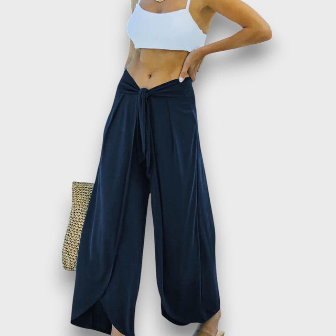 Narella – Summer Trousers with Crossover Design and Tie Waist