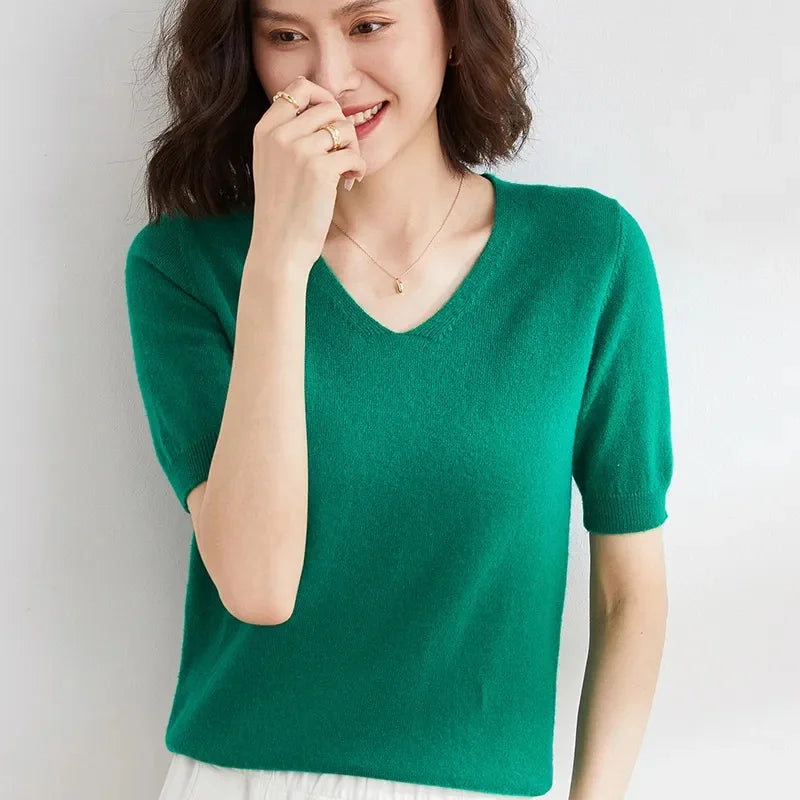 Elysian Ribbed V-Neck Top