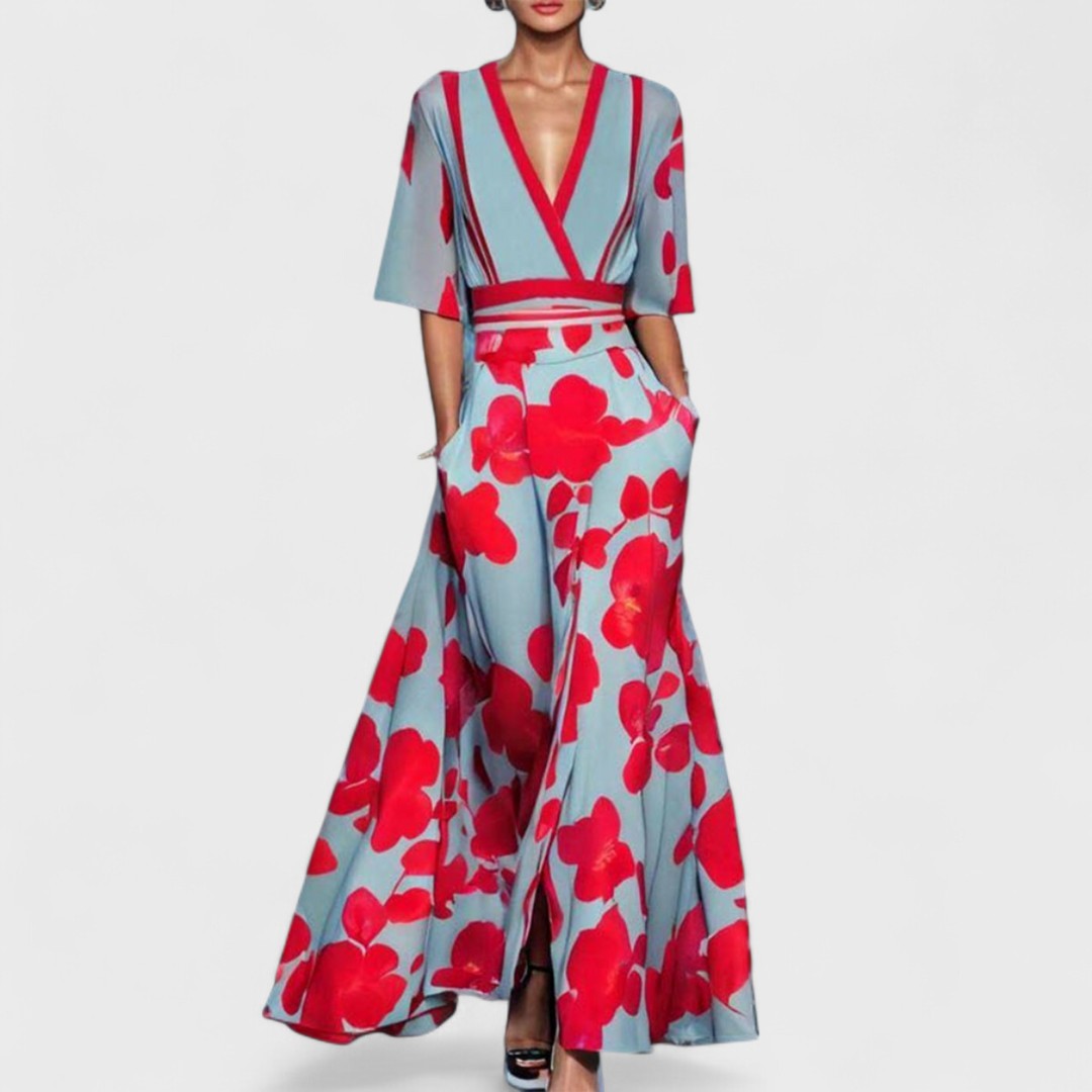 Océane - Elegant Floral Print Maxi Dress