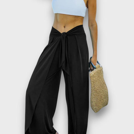 Narella – Summer Trousers with Crossover Design and Tie Waist