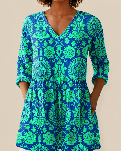 Romy | Long blouse with eye-catching pattern