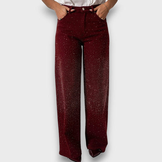 Marvie – Bordeaux wide crystal trousers
