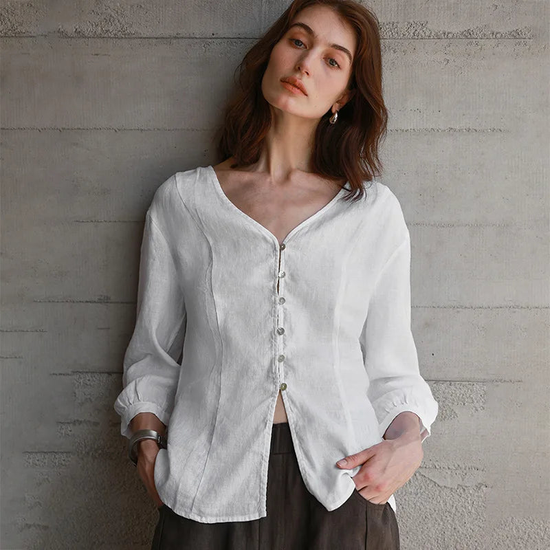 Silk V-neck blouse