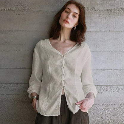 Silk V-neck blouse