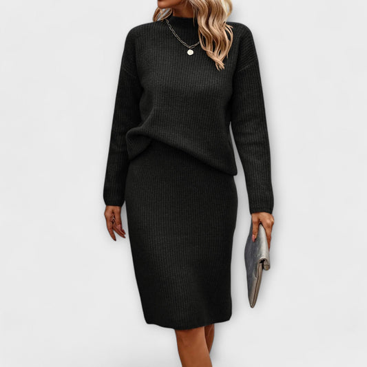 Two-piece set with a pullover and a skirt