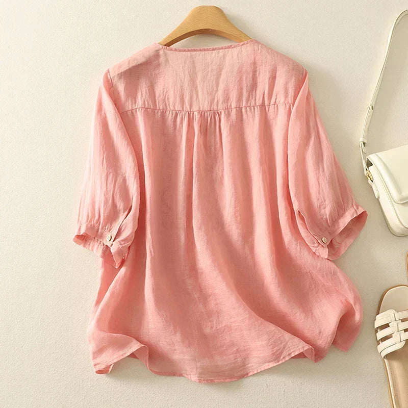 Eloria cotton blouse with V-neck