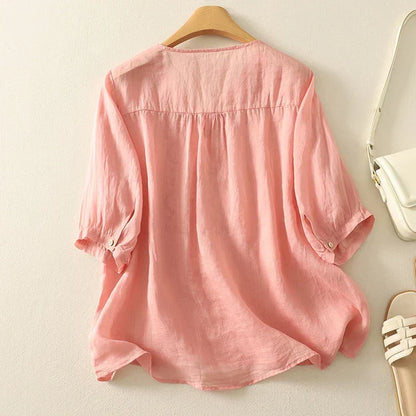 Eloria cotton blouse with V-neck