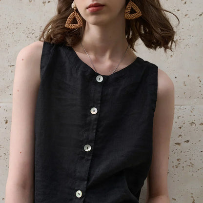 Asymmetrical linen crop top