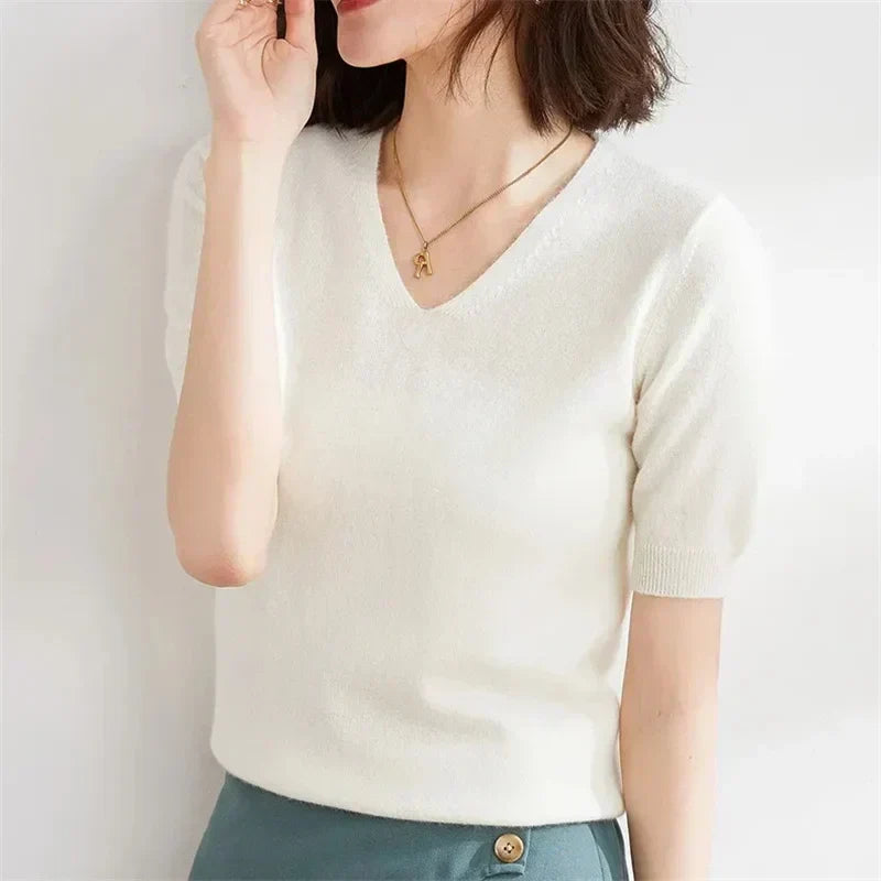 Elysian Ribbed V-Neck Top