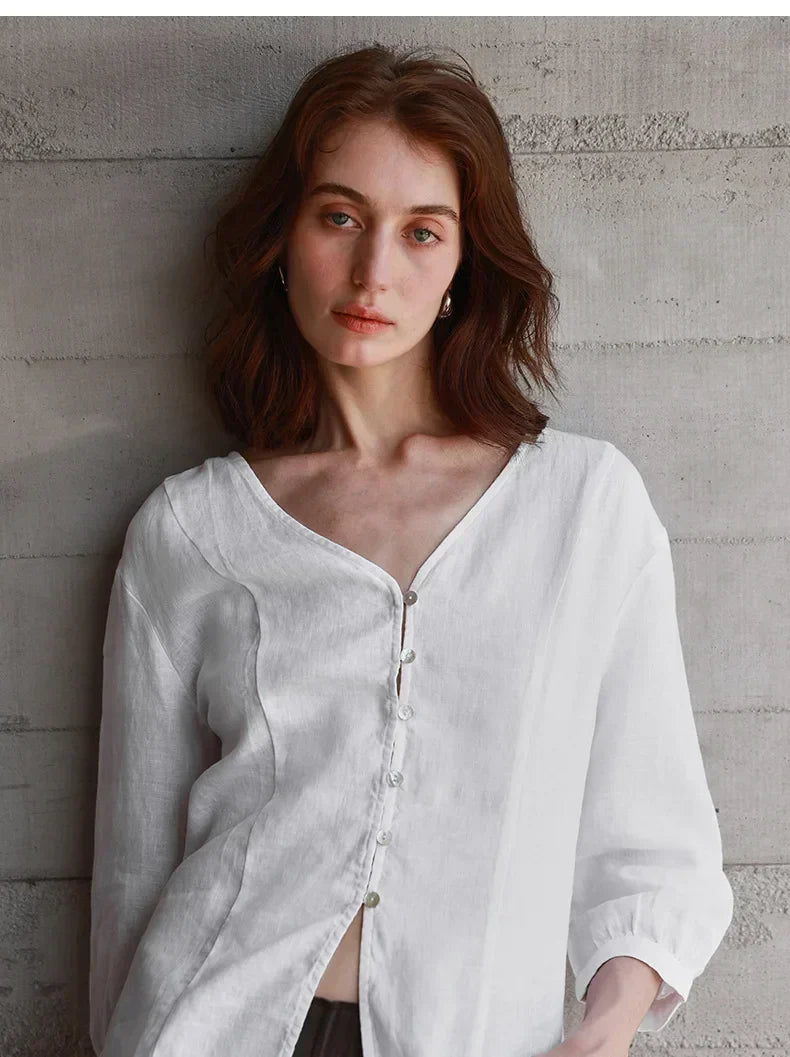 Silk V-neck blouse