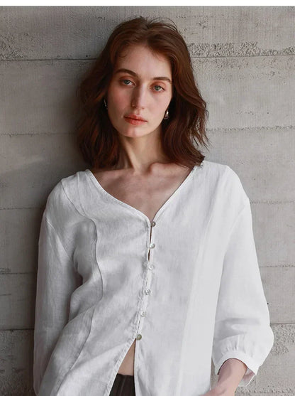 Silk V-neck blouse