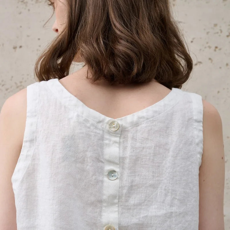 Asymmetrical linen crop top
