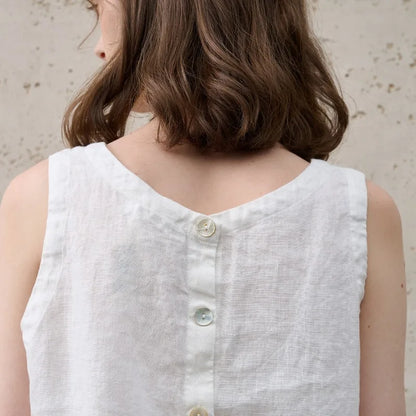 Asymmetrical linen crop top