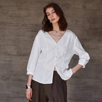 Silk V-neck blouse
