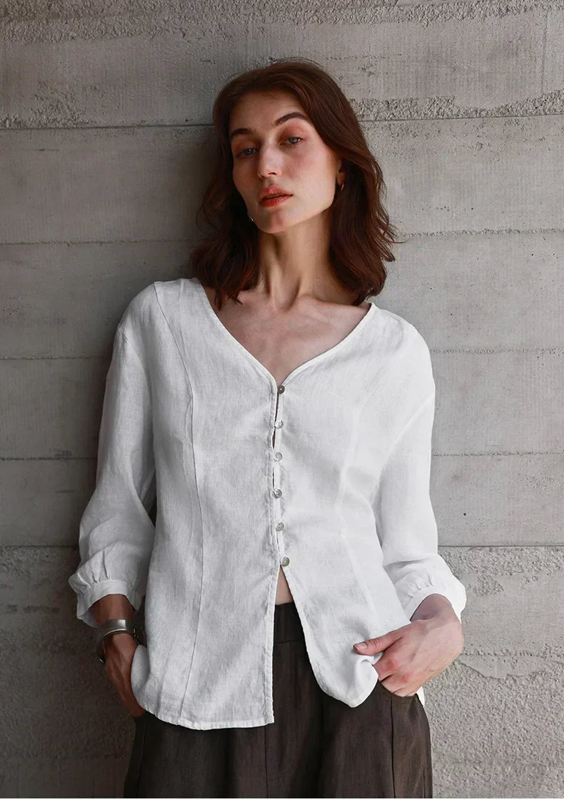 Silk V-neck blouse