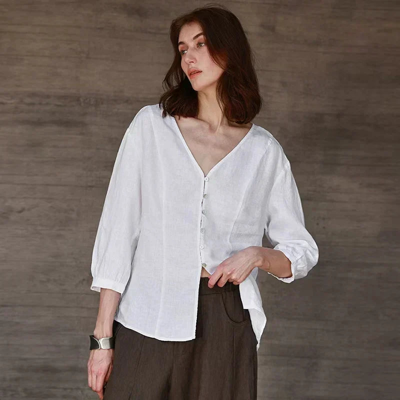 Silk V-neck blouse