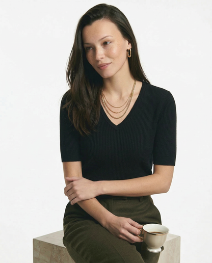 Elysian Ribbed V-Neck Top