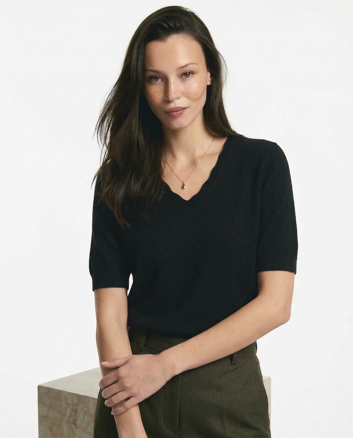 Elysian Ribbed V-Neck Top