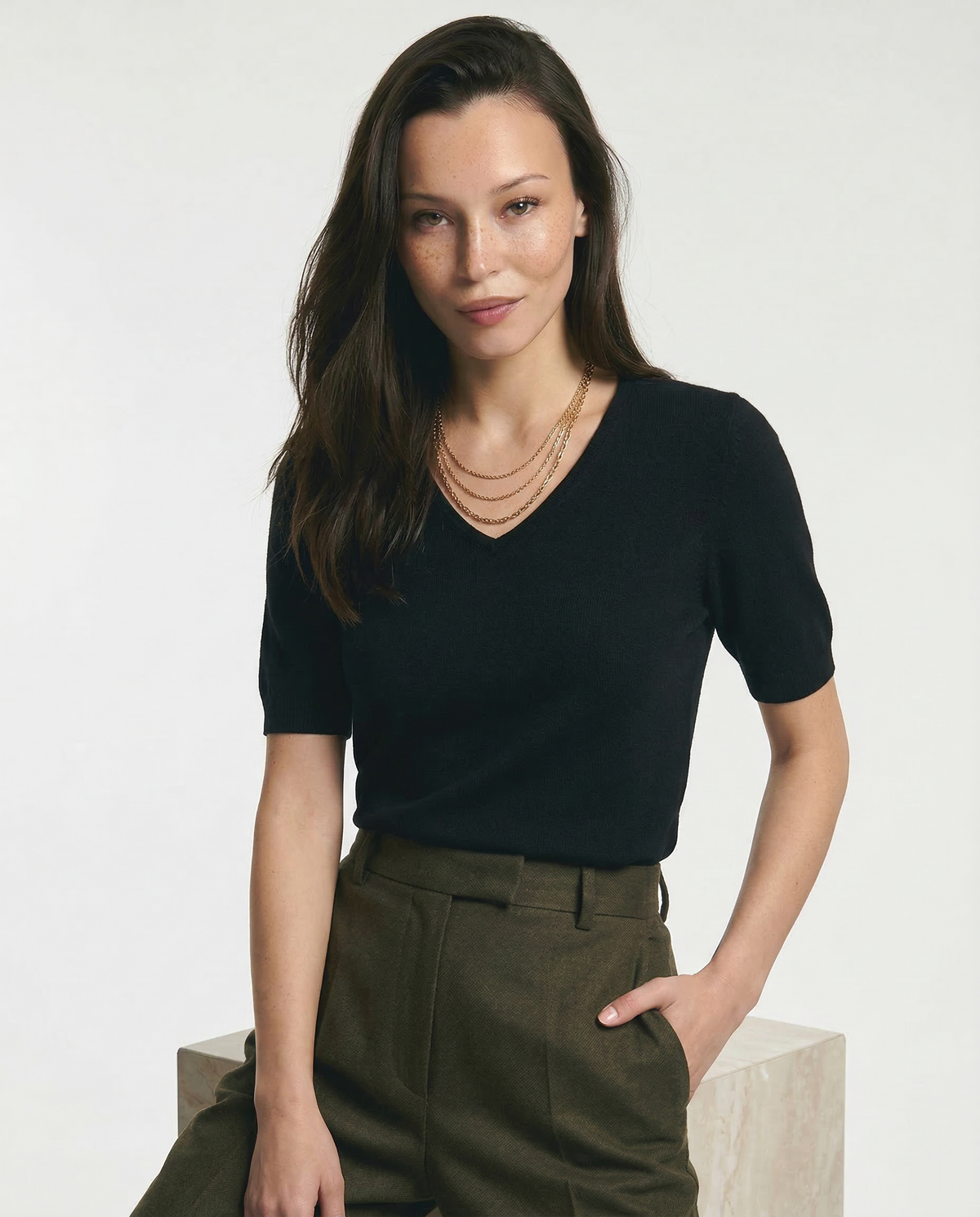 Elysian Ribbed V-Neck Top