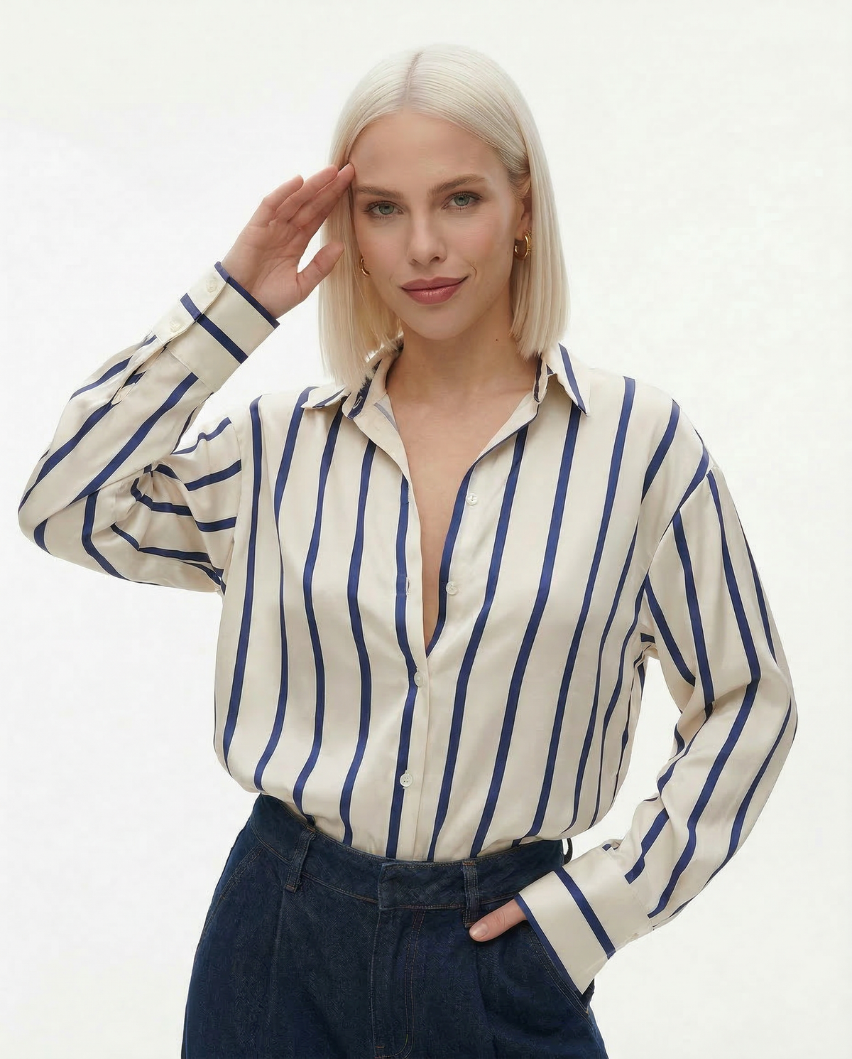 Delaney striped silk blouse