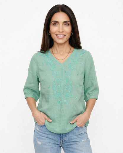 Eloria cotton blouse with V-neck