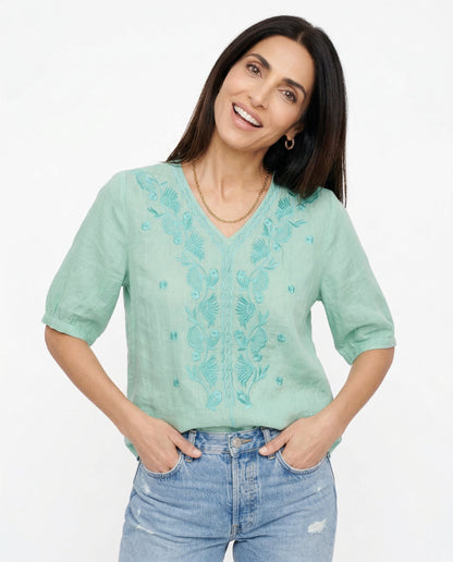 Eloria cotton blouse with V-neck