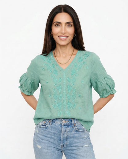Eloria cotton blouse with V-neck