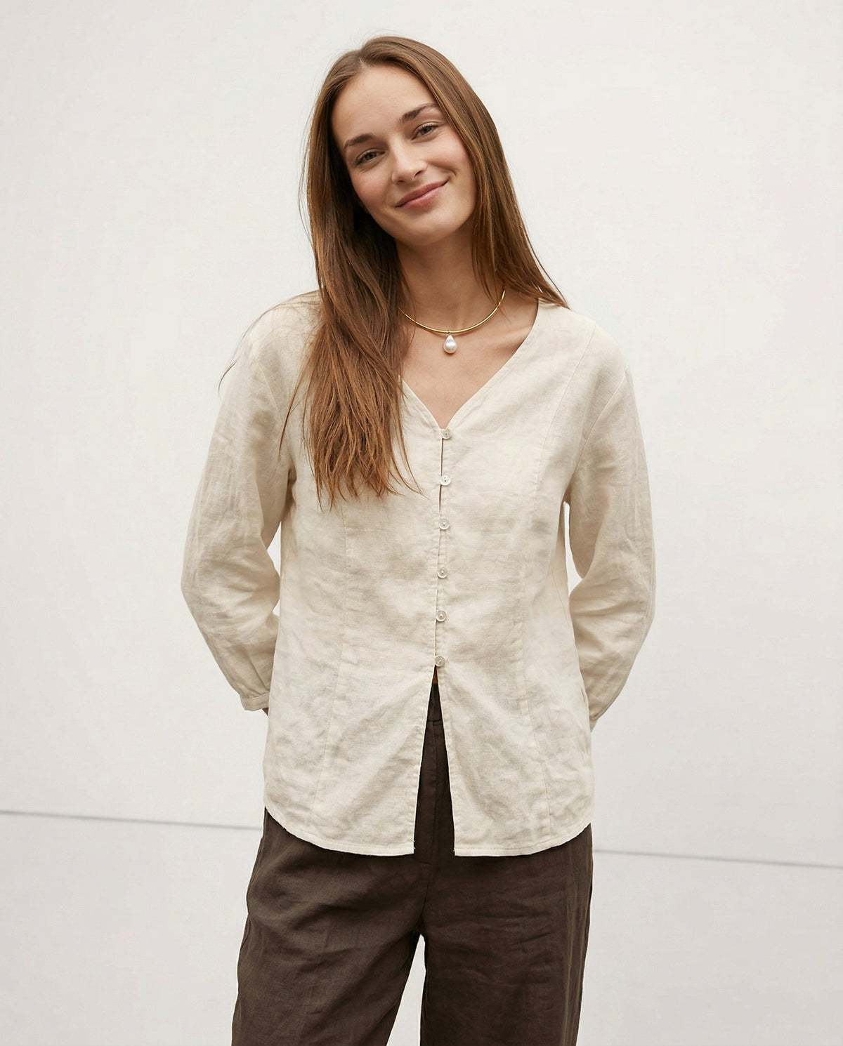 Silk V-neck blouse