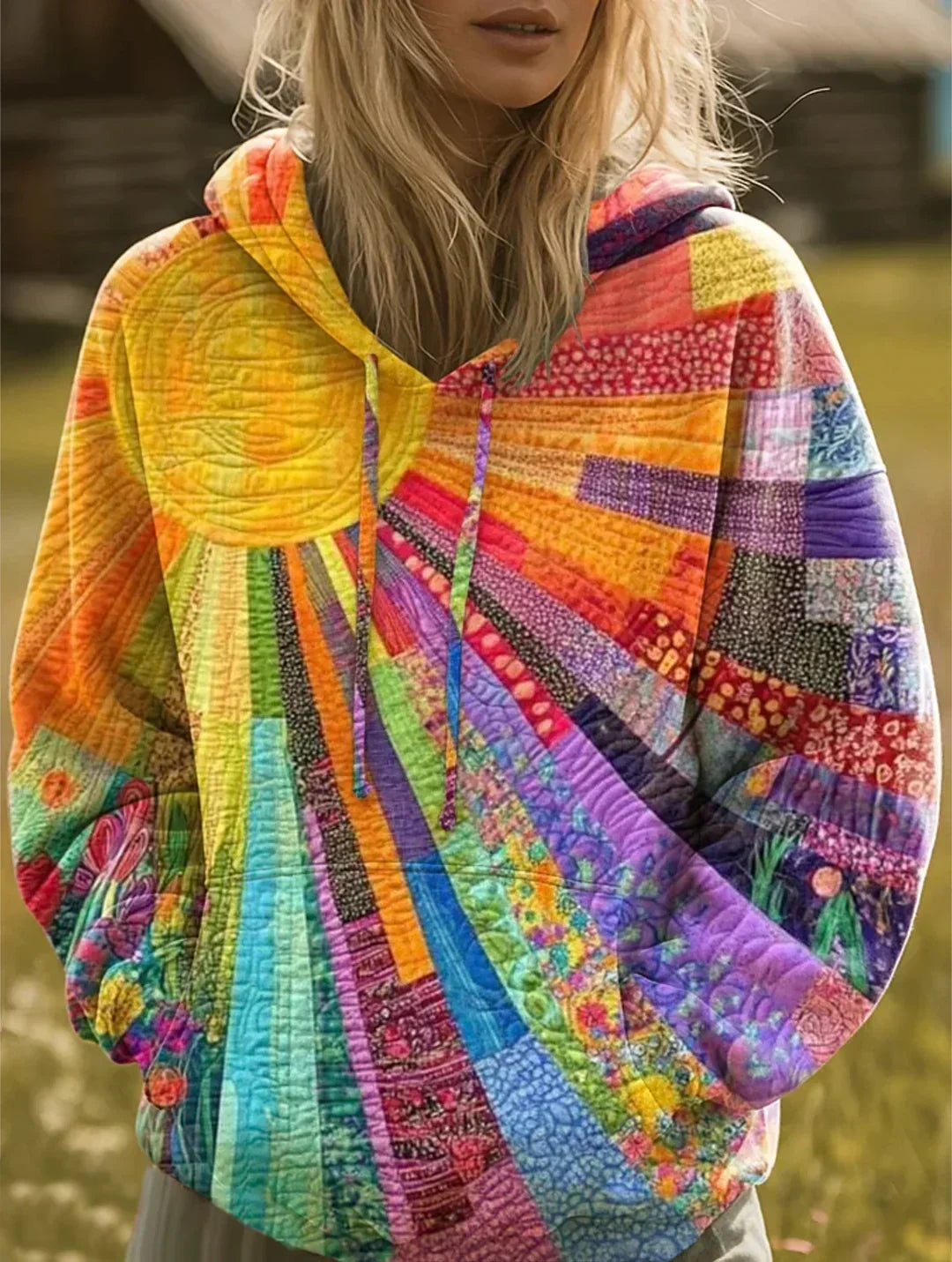 Eliška | Barevný patchwork po celé mikině